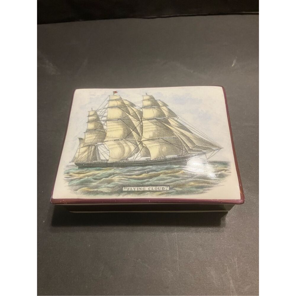 English Grays Pottery Porcelain Trinket Box “Flying Cloud”